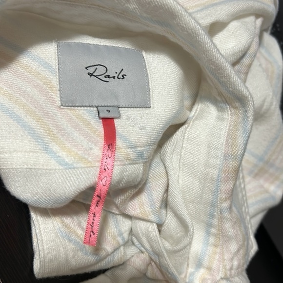 Rails × Free People Flannel HUNTER BUTTONDOWN IVORY SHERBERT Top Sz S - Picture 11 of 14